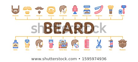 Stok fotoğraf: Beard And Mustache Minimal Infographic Banner Vector