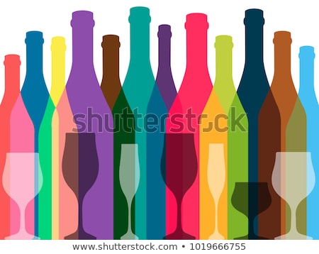 Zdjęcia stock: Wine Bottle Glasses With Alcoholic Drink Beverage