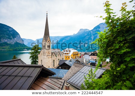 View Of Hallstatt Christuskirche Church Bell Tower Stock foto © Pixachi