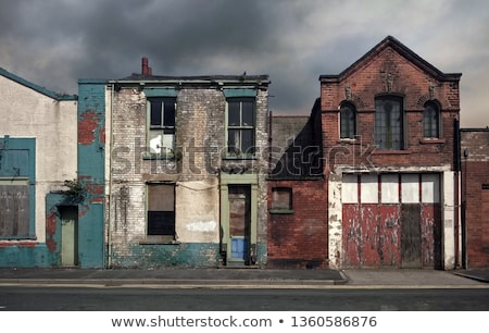 Stock fotó: Old Boarded Wall In A Derelict Building