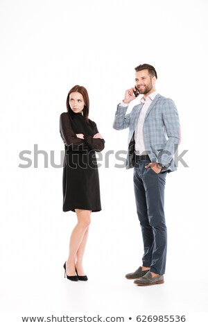 Stock photo: Offence Young Loving Couple Standing Isolated