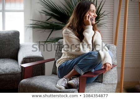 Foto stock: Happy Pretty Businesswoman Chatting By Phone