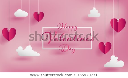 Stock fotó: Happy Valentines Day Hanging Hearts Background