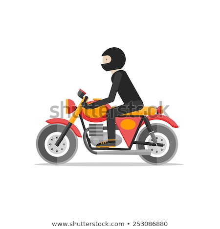 Сток-фото: Man Seat On The Motorcycle Vector Illustration