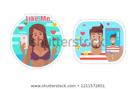 Foto stock: Like Me Blogger Male And Female People Set Vector