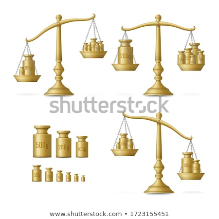 Vector 3d Realistic Metal Golden Calibration Laboratory Weight Different Sizes Icon Set Closeup Isol Stock photo © klerik78