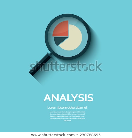 Foto stock: Financial Pie Chart And Magnifying Glass