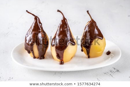 ストックフォト: Pear With Chocolate Sauce