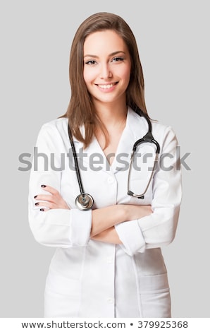 ストックフォト: ��い美しい看護婦の女性に分離された医師
