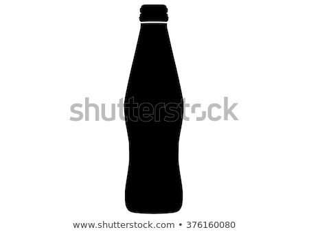 Foto stock: Silhouette Of Glass With Ice And Cola Bottle On White