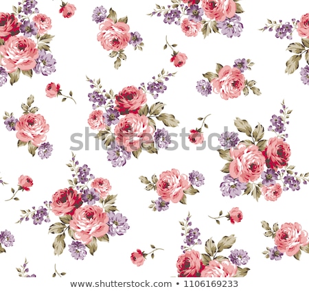 Foto d'archivio: Vintage Rose Flower Pattern Vector On White Background