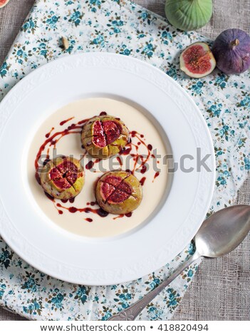 Stock photo: Roasted Figs With Porto Caramel Top View