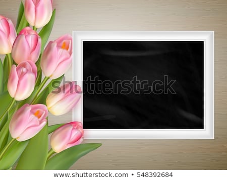 Stok fotoğraf: Pink Flowers Tulips On The Light Wooden Eps 10