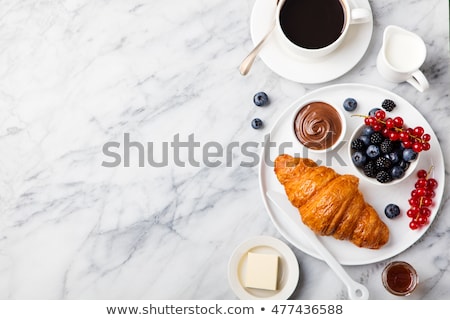 Stock foto: Fresh Berries On White Plate Copy Space Top View