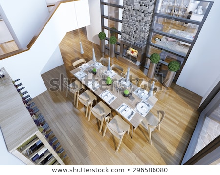 Stockfoto: White Gray Table Ten 3d Rendering