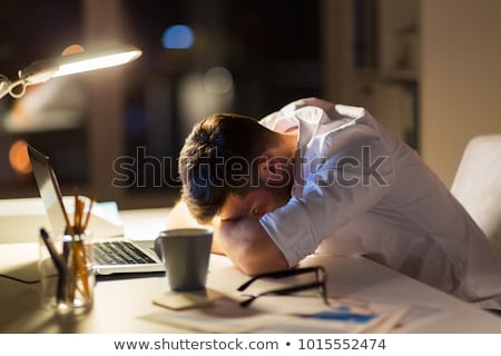 Stockfoto: Deadline Concept Tired Man At The Laptop