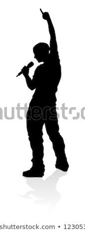 Zdjęcia stock: Singer Pop Country Or Rock Star Silhouette