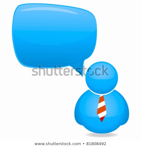 Foto stock: Plastic Person Icon With Speech Bubble And Tie