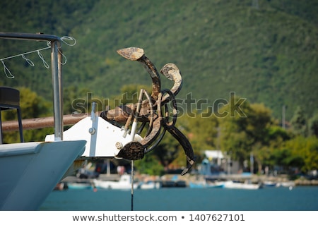 Stockfoto: Boat Bow With Anchor Detail Of Sailboats In A Row