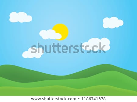 Сток-фото: Green Meadow Under Blue Sky With Clouds Of White