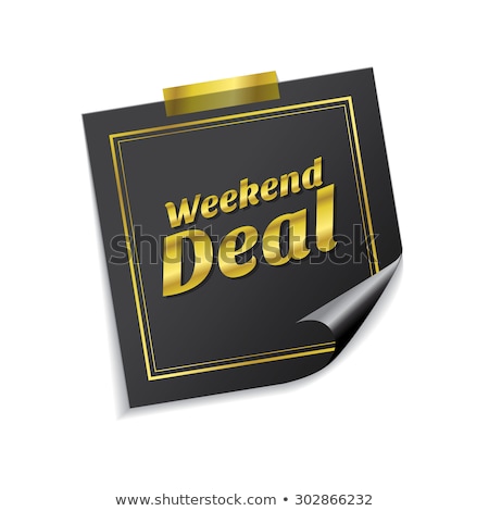 Сток-фото: Weekend Deal Golden Sticky Notes Vector Icon Design
