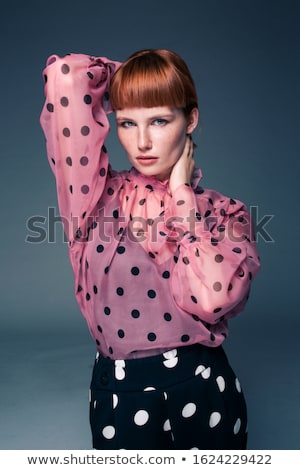 Stok fotoğraf: Attractive Red Haired Woman In Sweater