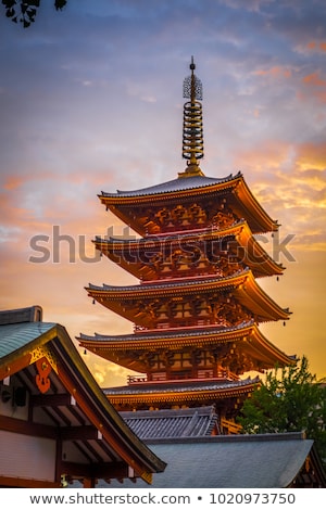 Foto d'archivio: Senso Ji Temple Hondo At Sunset Tokyo Japan