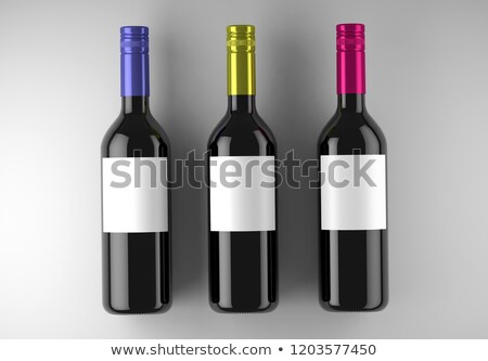 Stok fotoğraf: Red Wine Bottle And Fresh Grapes 3d Rendering