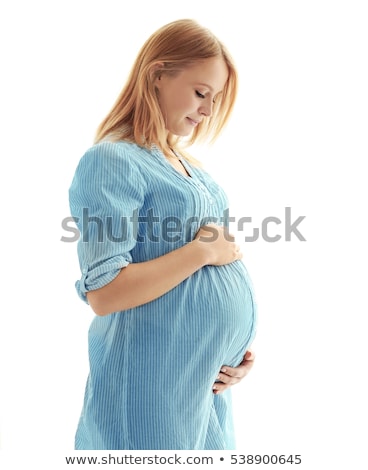 Foto d'archivio: A Beautiful Pregnant Woman Isolated On White Background