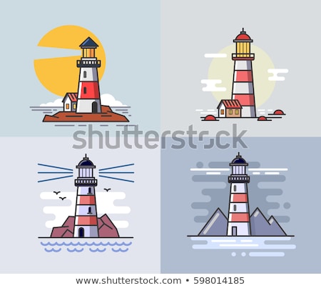 [[stock_photo]]: Vector Lighthouse Light House Beacon Set