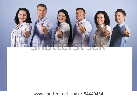 Zdjęcia stock: Friendly Businessman Giving Thumbs Up At White Empty Card