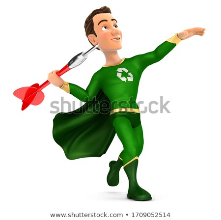 3d Green Hero Throwing Dart Zdjęcia stock © 3dmask