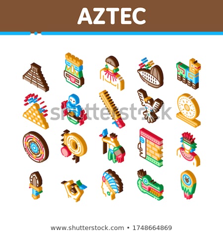 Stock fotó: Aztec Civilization Isometric Icons Set Vector