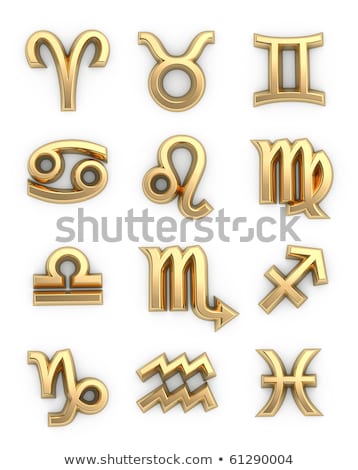 Foto stock: 12 Signs Of The 3d Zodiac In Gold