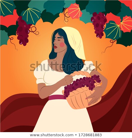 Stock foto: Woman Harvesting Grapes