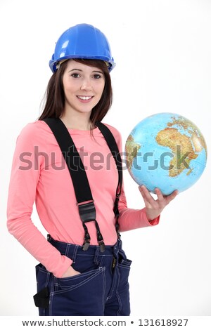 Stock photo: Craftswoman Holding A Globe