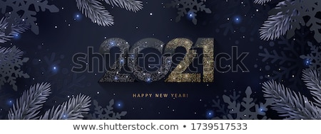 Stock fotó: New Year With Snowflakes Made Of Sparkles On Black