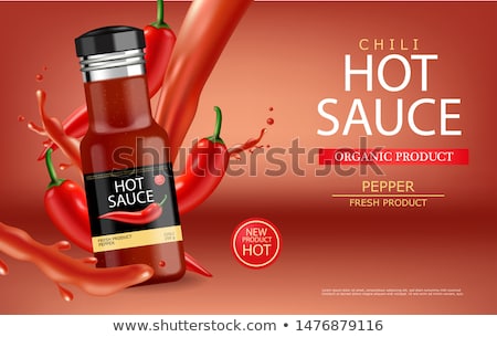 [[stock_photo]]: Hot Chilli Sauce Vector Realistic With Splash Product Placement