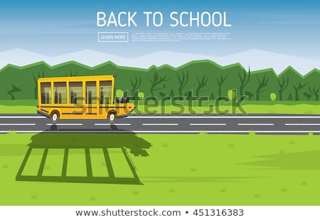 Stockfoto: Yellow School Bus Driving Along Country Road