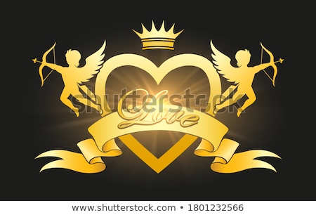 Stock fotó: Flying Heart With Crown Jewels Illustration