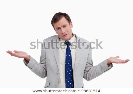 Stock photo: Close Up Of Businessman Having No Idea Against A White Background