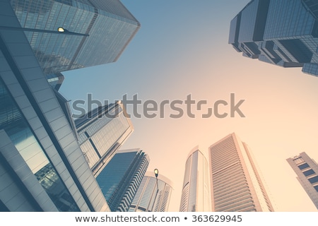 Foto stock: Abstract Futuristic Cityscape View With Modern Skyscrapers Hong Kong