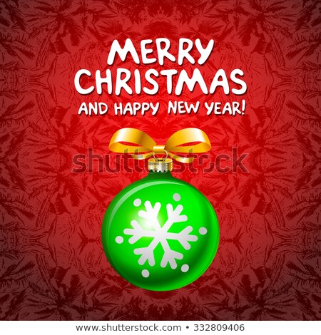 Foto stock: Abstract Green Christmas Balls Cutted From Paper On Red Background Vector 2016 Illustration