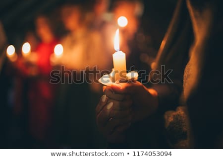 Stok fotoğraf: Burning Candlelight In A Church