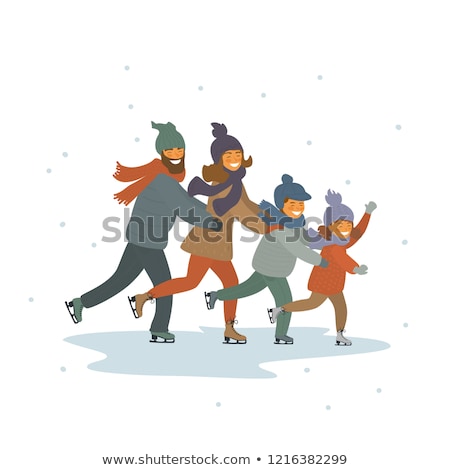 Stock fotó: Girl Figure Ice Skating Vector Cartoon Illustration