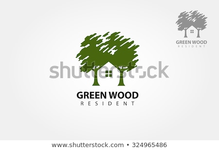 Stockfoto: Wooden Tree House In Oak Tree With Grass