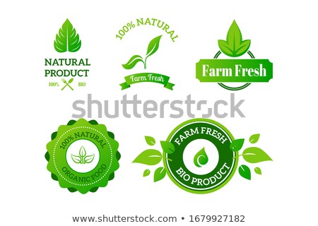 Foto stock: Green Leaf Bio Emblem Sign For Natural Product Eco Production