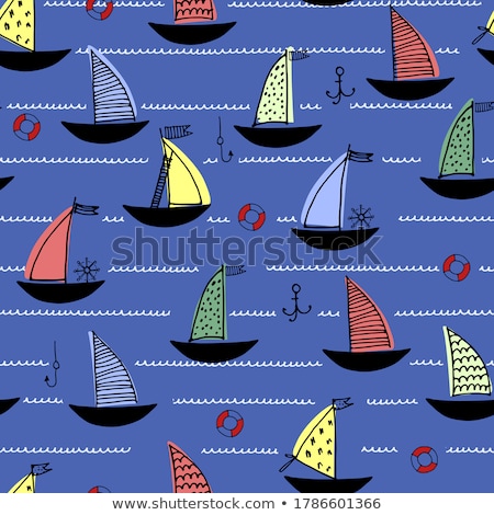 Stok fotoğraf: Seamless Background Design With Safety Ring And Anchors