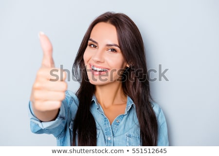 Zdjęcia stock: Thumbs Up Sign By Beautiful Young Business Woman