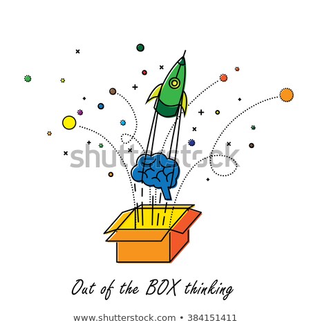 Stok fotoğraf: Think Outside The Box Concept With Doodle Design Icons